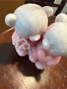 Pink and White Bear Couple Decorative Candle